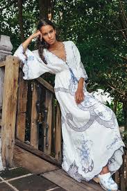 Fillyboo Pretty Poison Maxi Dress Duster In Blues Fillyboo
