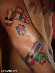 Autism Puzzle Piece Tattoo Black And White Fabulous Puzzle Tattoo Of World Flags 488x650 Jpg 488 650 Puzzle Piece Tattoo Puzzle Tattoos Flag Tattoo