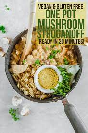 One Pot Vegan Mushroom Stroganoff From My Bowl Recipe Vegan Crockpot Recipes Vegan Mushroom Stroganoff Vegan Crockpot