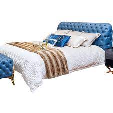 皮艺拉扣大床双人床1 8 卧室新古典香槟金不锈钢现代简约床 furniture decor home decor