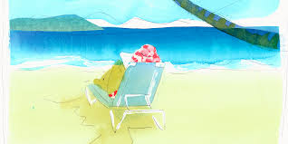 Relaxing on the beach with a book. Read More Comfortably On The Beach With These Accessories And Tips