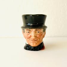 Two Miniature Toby Jugs Royal Doulton Made in England John Peele Auld Mac  Hand Painted Vintage Ceramic Miniatures