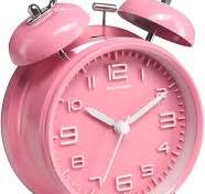 Peakeep 4 Inches Twin Bell Loud Alarm Clock for Heavy Sleepers Kids,  Battery Operated Old Fashioned Alarm Clock (3D-Dial, Pink)