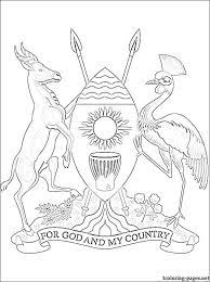 The three colors of the flag are. Uganda Coat Of Arms Coloring Page Coloring Pages Coloring Pages Coat Of Arms World Thinking Day