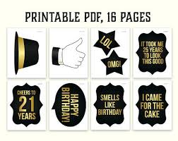 Downloadable Free Printable Photo Booth Props Birthday Pdf 21st Birthday Photo Booth Props Printable Pdf Black And Gold Etsy Birthday Photo Booths Photo Booth Props Birthday Photos