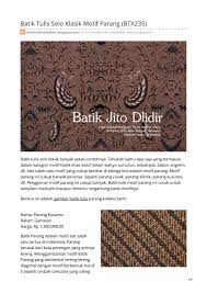Check spelling or type a new query. Batik Tulis Solo Klasik Motif Parang Btx235 By Batik Dlidir Solo Issuu