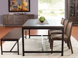 Love This Metal Wood Dining Table And Bench At Dania Not So Crazy About The Chairs Black Dining Room Table Black Dining Room Metal Wood Dining Table