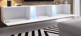 Tv board corissa mit led beleuchtung. Tv Lowboard Weiss Hochglanz Lack Hangend Stehend Xxl Board Space Mit Led 240 Cm Kaufen Bei Hood De