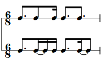 Syncopation is where the emphasis is on a note other than the one expected. How Should This Rhythm Be Notated Syncopated 6 8 Bar Music Practice Theory Stack Exchange