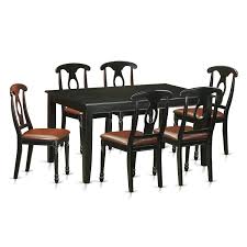 Dining table and chairs set glass tables leather seater white kitchen. Duke7 Blk Black Rubberwood Seven Piece Dining Room Set Including Small Kitchen Table And Six Dining Chairs Overstock 12027773