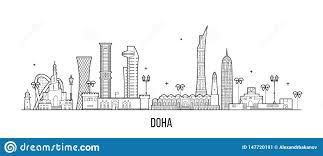 Doha Skyline Vector Google Search City Drawing Doha Skyline Drawing Projects