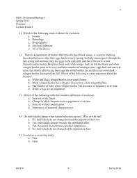 Bio 170 General Biology I Spring 2015 Freeman Lecture Exam 1 1