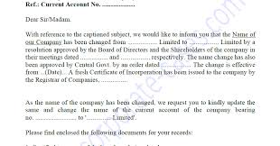 this is a sample letter to inform change of bank account. Request Letter For Change Of Company Name In Bank Account
