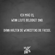 Ich Mag Es Wenn Leute Beleidigt Sind Dann Halten Sie Wenigstens Die Fresse Zitate Witzige Spruche Und Lustige Spruche