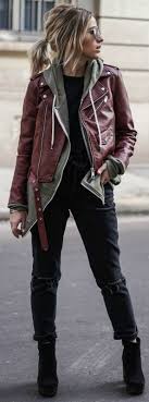 Cute Winter Outfits To Get You Inspired Leather Jacket Outfits Burgundy Leather Jacket Tomboy Fashion