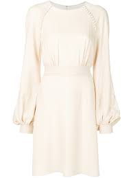 Chloe Long Sleeved Skater Dress Cream Long Sleeve Dress Long Sleeve Skater Dress Beige Long Sleeve Dress