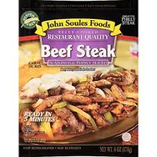 2 (6 oz) packages of fully cooked beef steak strips such as john soules foods . John Soules Foods Beef Steak 6 Oz Bag Frozen Foods Carlie C S