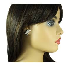 Crystal Dolphin Jumping Through Hoop Pierced Earring