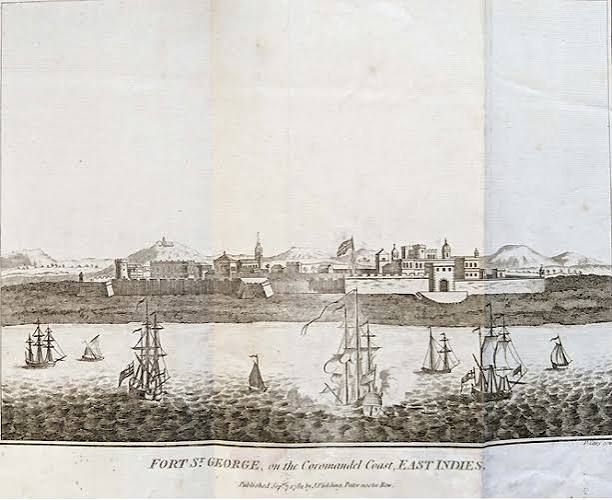 Fort St George In Madras - Antique Map / Plan 1782 - Past-India