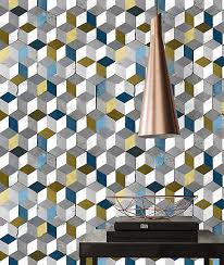 Professionnel du papier peint en ligne | impression sur papier peint et papier peint sur mesure. Papier Peint Vinyle Sur Intisse Cube Jaune Bleu Castorama