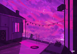 My Home Digital Painting Purple Aesthetic Artwork