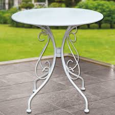 sunfun steel metal bahce masasi beyaz bauhaus