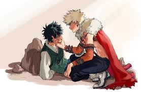 I started off sketching out the two characters in their pose, using different colours for both to be able to distinguish what belongs to whom. Bakugou Katsuki Midoriya Izuku Deku Boku No Hero Anime My Hero Academia