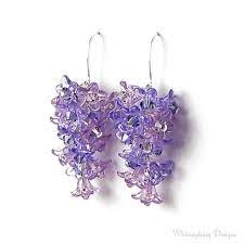 Lilac Flower Swarovski Crystal Silver By Whimsydaisydesigns 36 00 Lilac Earrings Floral Earrings Silver Earrings Etsy