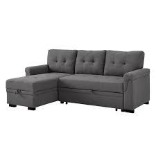 Lilola Lucca Gray Linen Reversible Sleeper Sofa Storage Chaise Walmart Com In 2020 Sectional Sleeper Sofa Sofa Storage Storage Chaise