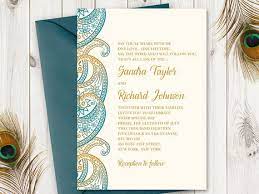 Wedding Invitation Template Quot Paisley Quot In Teal And Gold Diy Printab Indian Wedding Invitations Peacock Wedding Invitations Trendy Wedding Invitations