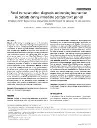 • the plan of care shall be individualized based in the diagnosis and patient assessment. Pdf Renal Transplantation Diagnosis And Nursing Intervention In Patients During Immediate Postoperative Period