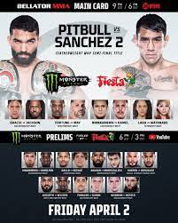Maybe you would like to learn more about one of these? Bellatormma On Twitter It S Fight Day Here S How To Catch All The Bellator255 Action Coming Your Way Tonight April 2 Nd Monsterenergy Prelims Fueled By Fiestamart Live Free On Our Youtube