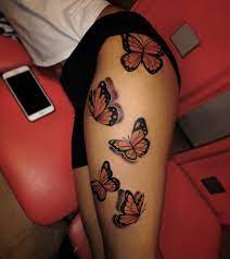 Captured Moment Tattoos 7186621459 Butterflytattoo Thightattoo Darkskintattoos Beautifu Black Girls With Tattoos Side Thigh Tattoos Butterfly Thigh Tattoo