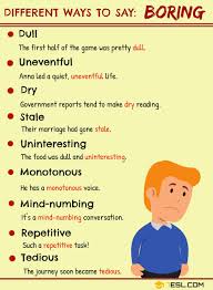 Boring Synonym 95 Useful Synonyms For Boring 7 E S L In 2020 English Phrases Learn English Words English Language Learning