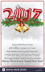 Anno Nuovo Biglietto Di Auguri 2017 In Molte Lingue Traduzione Del Testo Buon Natale E Felice Anno Nuovo In Francese Tedesco Olandese Foto Stock Alamy