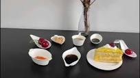 100% Biodegradable Disposable Sugarcane Egg Shaped Mini Spice Plate Snack Dessert Condiment Souffle Serving Finger Food Dish