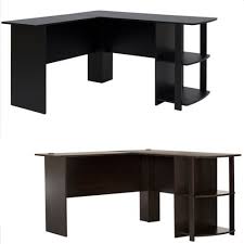 L Shaped Computer Desk Wood Office Corner Laptop Study Table 2 Layer Bookshelves Ebay Wood Office Desk Study Table Home Office Design