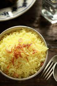 Nasi putih bawang putih serbuk kunyit jeruk tuhau. Nasi Kunyit Masam Manis