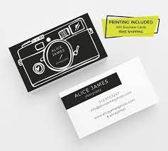 Black and white photographer's business card. Photography Camera Business Card 500 Printed Business Cards Etsy
