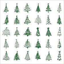 Set Hand Drawn Sketch Christmas And New Year Tree Vector Illustration Christmas Tree Drawing Christmas Tree Sketch Christmas Doodles