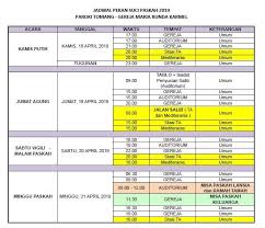 Berikut ini jadwal misa dan ibadat pekan suci 2021 di paroki katedral jakarta (semua juga disiarkan melalui live streaming ): Jadwal Pekan Suci Paskah 2019 17 April 2019 Agenda Https Www Parokimbk Or Id