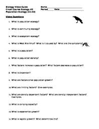 Biology Video Guide Crash Course Ecology 2 Population Ecology Crash Course Biology Ecology