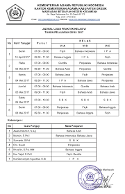 Check spelling or type a new query. Jadwal Ujian Praktek Kelas 6 Min Kedamean Tahun Pelajaran 2016 2017 Min 1 Gresik