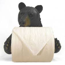 This cute and cooperative bear cub holds a roll of toilet paper up for you while he covers his nose with the other hand. Standing Bear Toilet Paper Holder American Expedition