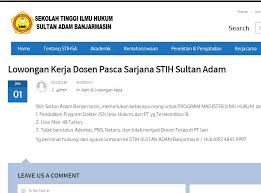 Diberitahukan kepada alumni universitas 'aisyiyah bahwa ada rekruitmen rumah sakit islam indonesia.tenaga profesional yang dibutuhkan antara lain rekrutmen tenaga kesehatan pt kereta api indonesia. Lowongan Kerja Dosen Pasca Sarjana Sekolah Tinggi Ilmu Hukum Sultan Adam Banjarmasin 2016 Lowongan Dosen