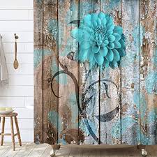 Sea glass stack shower curtain hooks, aqua blue turquoise green white beach glass, coastal island tropical nautical, set of 12 offthepedestal 5 out of 5 stars (1,271) $ 27.00. Amazon Com Jawo Floral Flower Shower Curtain Teal Shower Curtain Set Dahlia On Old Rustic Farmhouse Wooden Plank Country Fabric Shower Curtain With Hooks Turquoise Blue Bathroom Shower Curtains 69x70inch Home Kitchen