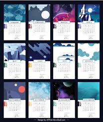 Free ms word calendars creative images. 2021 Calendar Template Sky Scenes Ornament Free Vector In Adobe Illustrator Ai Ai Format Encapsulated Postscript Eps Eps Format Format For Free Download 13 66mb