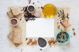 Download Premium Photo Elevated View Of Blank Paper Surrounded By Healthy Food Over Placemat On Table
