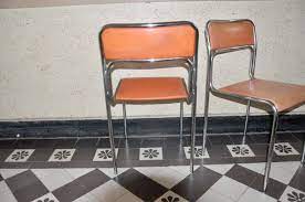 Maybe you would like to learn more about one of these? 2x 70s Kitchen Chair Metal Chrome Plated Orange Covers Kusera