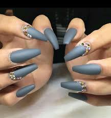 Grey Matte Grey Nail Designs Nails Design With Rhinestones Gray Nails